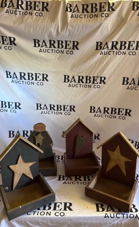 Set of Four Wooden Decorative Birdhouses