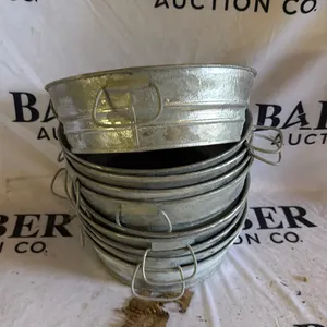 Set of Galvanized Metal Buckets