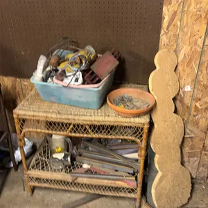 Rattan Shelf with Assorted Tools