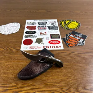 Early Whiteknuckler Knife, Buffalo Sheath & Stickers