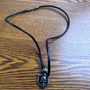 Leather Skull Pendant Necklace