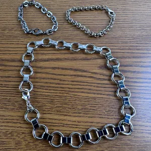 Metal Choker Chain & Two Bracelets