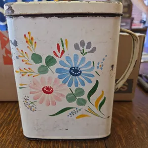 Ransburg MCM Floral Tin Canister Large pitcher