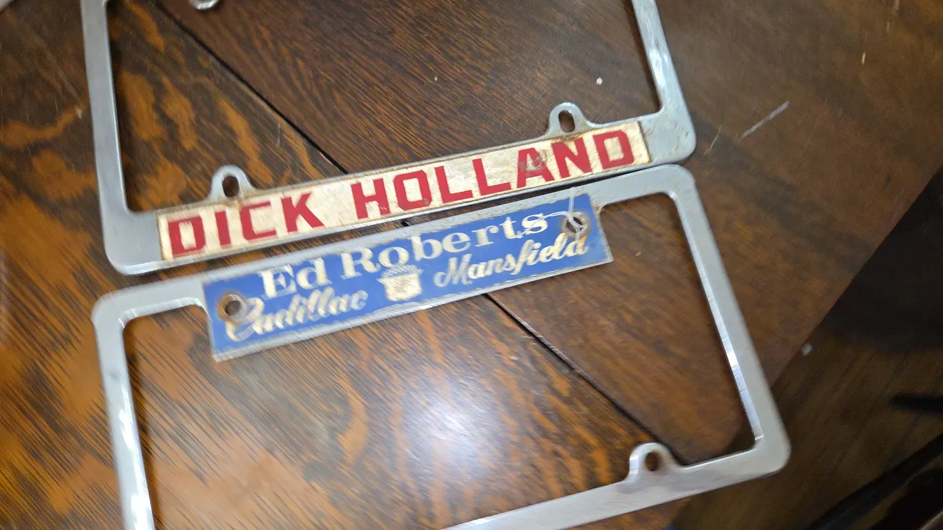 2 Vintage Mansfield OH license plate holders