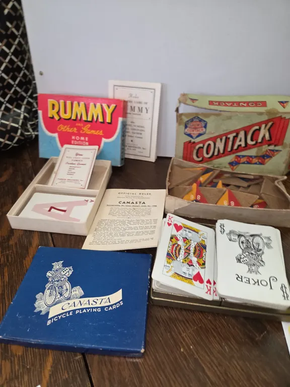 3 vintage games CANASTA, RUMMY, COBTACK