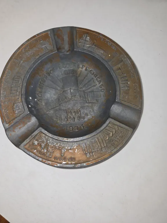 Copper plated, steel ashtray, heavy