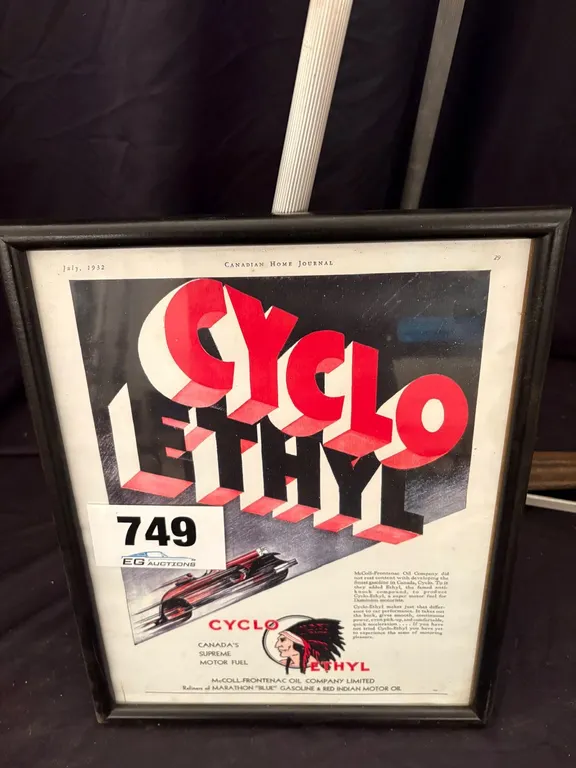 FRAMED ADVERTISEMENT BY MCCOLL-FRONTENAC OIL COMPANY
