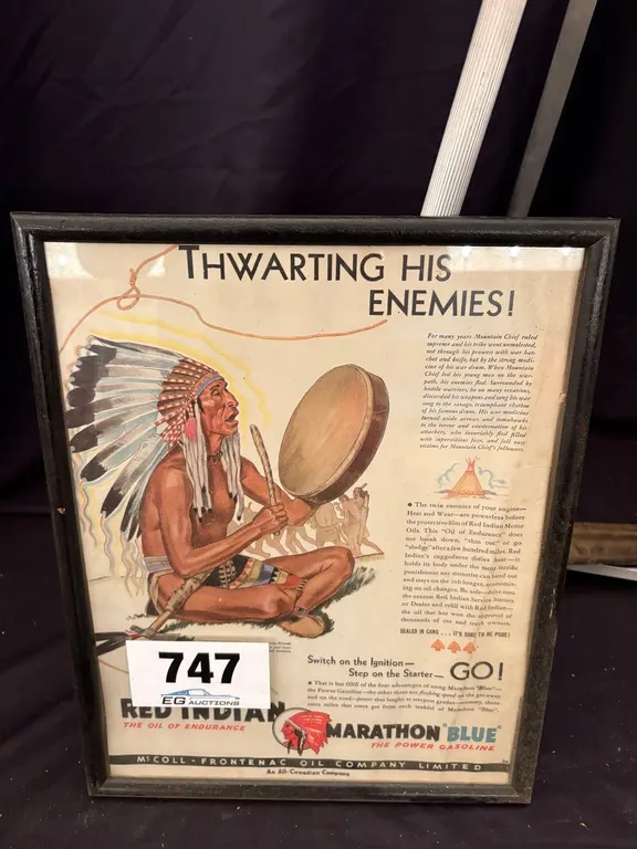 FRAMED ADVERTISEMENT BY MCCOLL-FRONTENAC OIL COMPANY