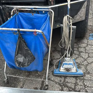 ROLLING COMMERCIAL LAUNDRY CART WITH RUBBER GLOVES & PLATFORM DOLLY