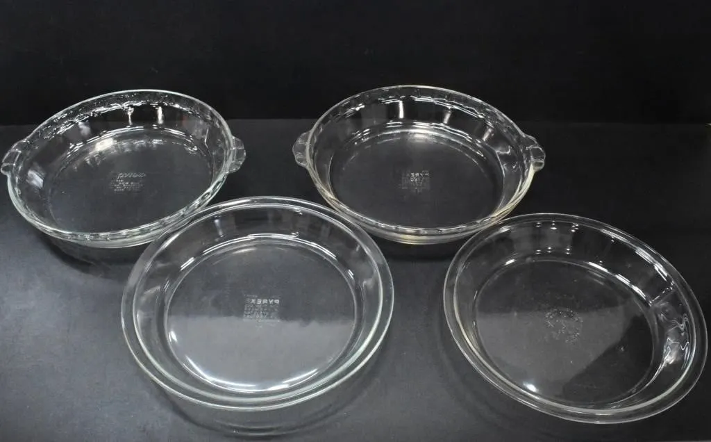 FOUR PYREX BAKING PIE DISHES