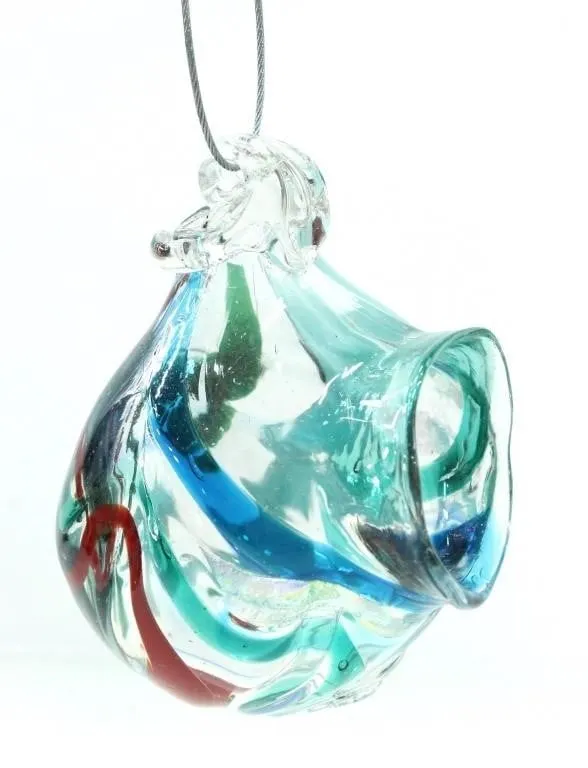 HANGING HANDCRAFTED BLOWN SWIRL GLASS PLANTER