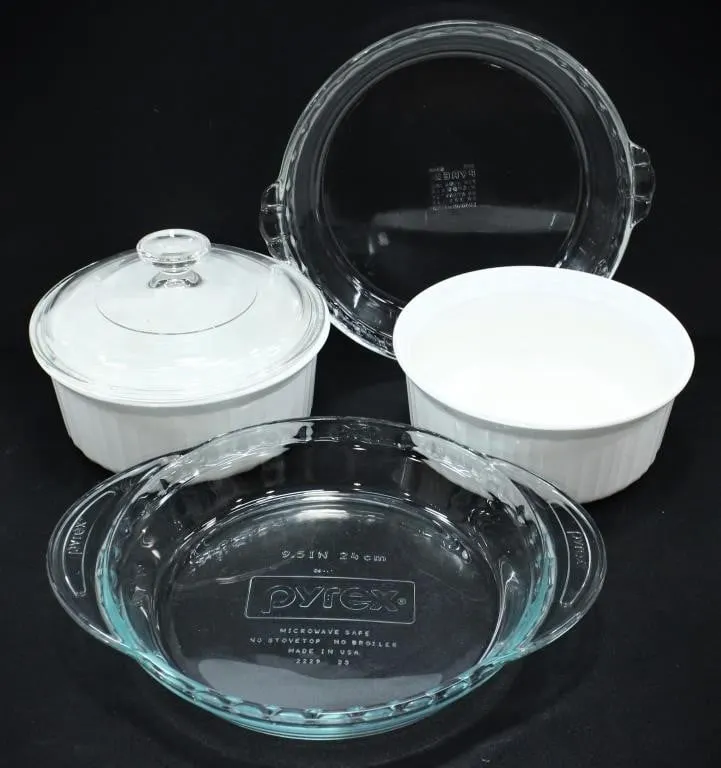 PYREX & CORNING WARE CROCKS & GLASS ROUND DISHES