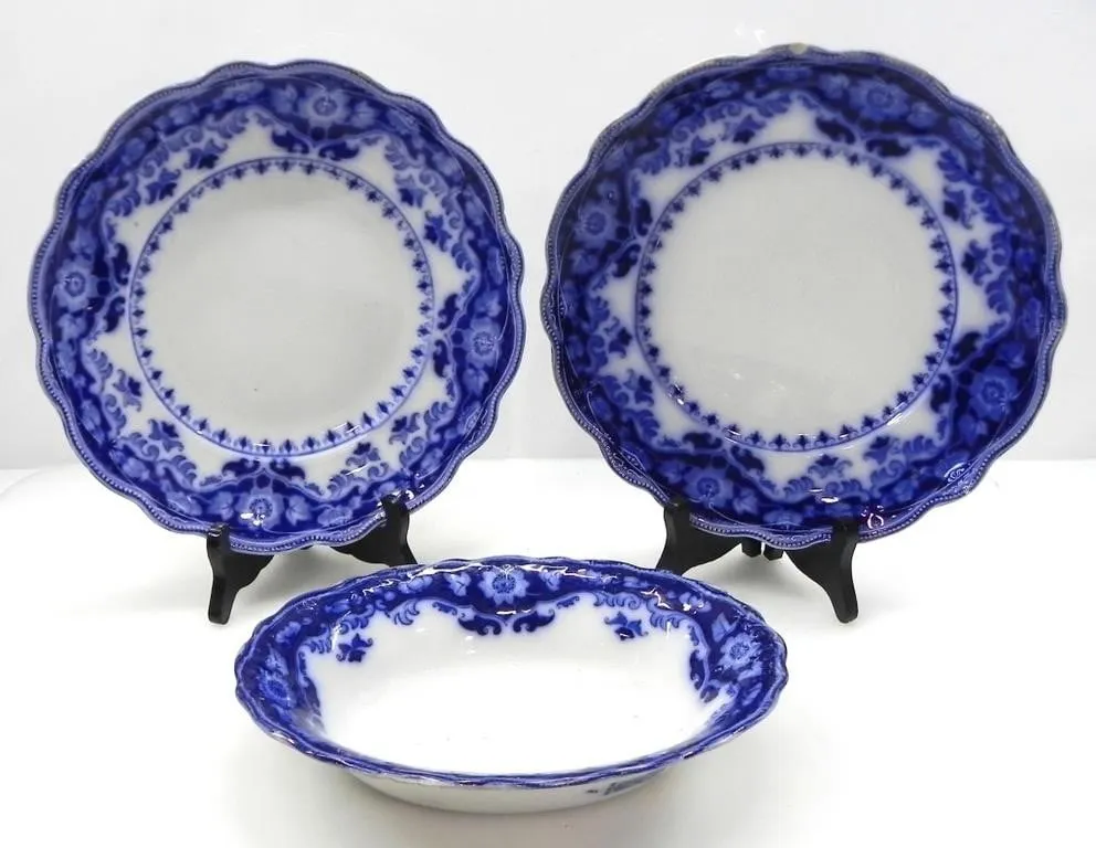 ANTIQUE MYOTT & SON "CRUMLIN" FLOW BLUE