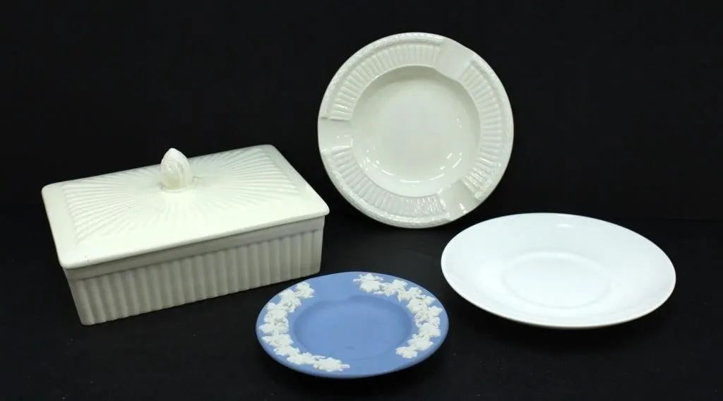 WEDGWOOD CERAMIC DISHES, ASHTRAY & LIDDED BOX