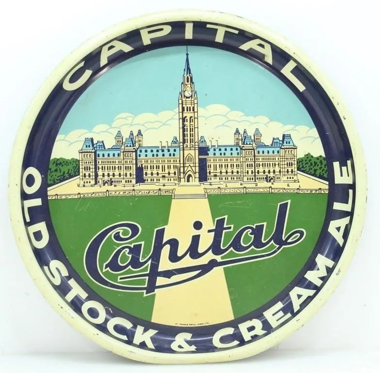 CAPITAL OLD STOCK CREAM ALE PARLIAMENT ENAMEL SIGN