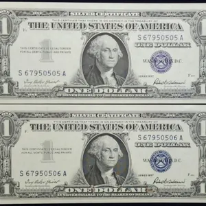 Pair of Sequential 1957 $1 Silver Certificates CU