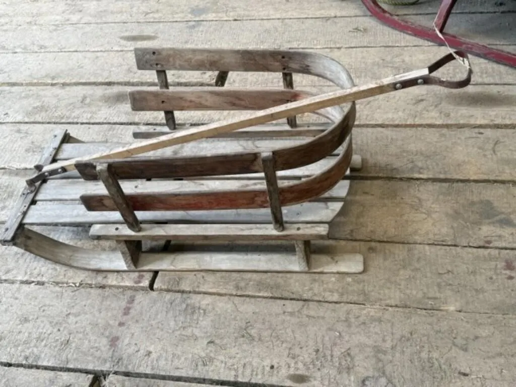Antique Wooden Kid's Sleigh - Good Condition