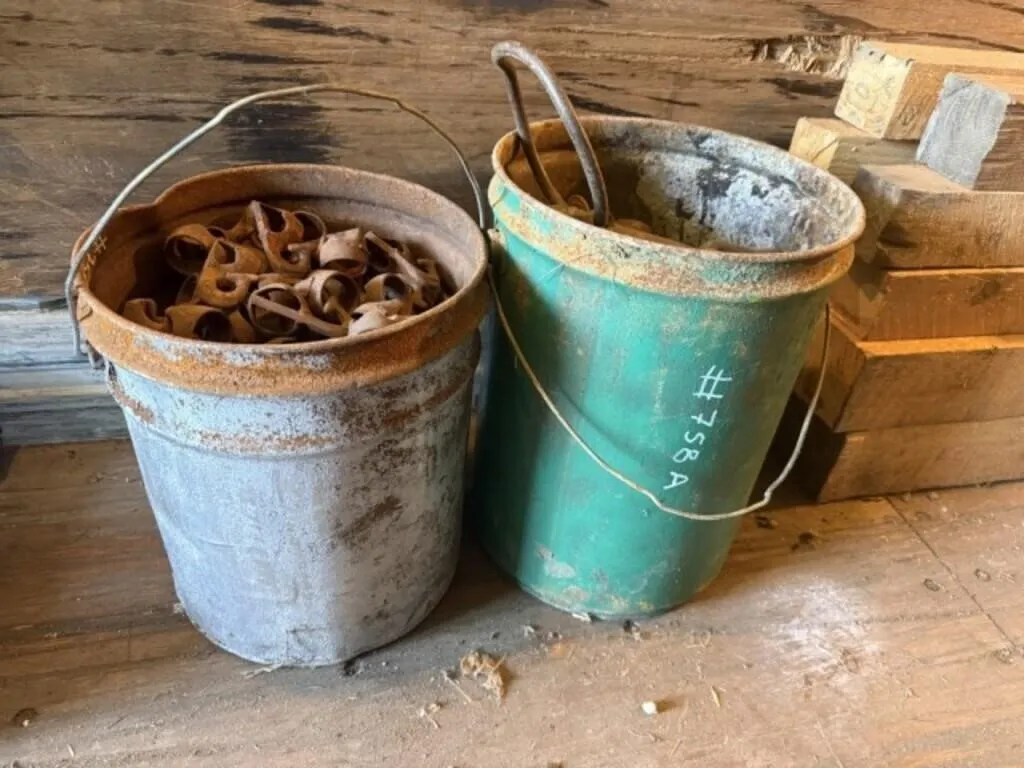 2 Pails of Single Tree Ends and Large Grab Hook