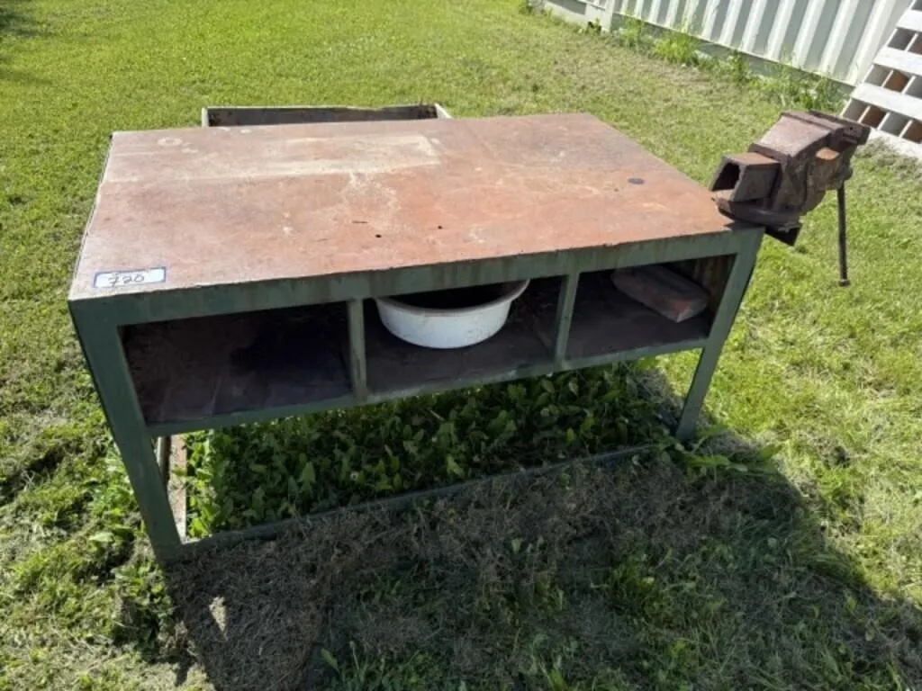 30" x 48" x28"H Metal Shop Bench c/w 5" Bench Vise
