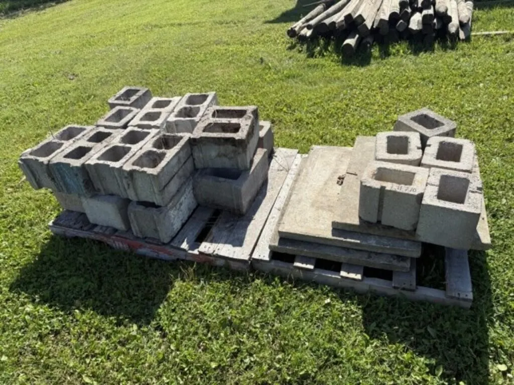 2 Pallets of Cement Blocks and Cement Pads