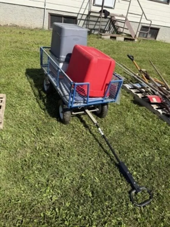 Steel 1,000 lb Utility Cart and 6 Plastic Totes