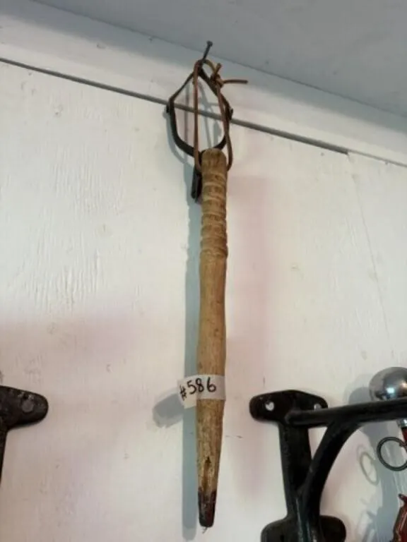 Hand Carved Whip Handle c/w Homemade Spur