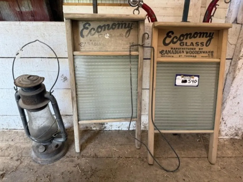 Antique Oil Lamp and 2 Washboards