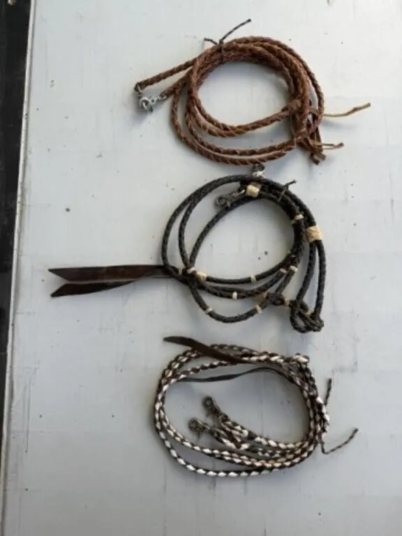 3 Sets of Round Braided Leather Reins