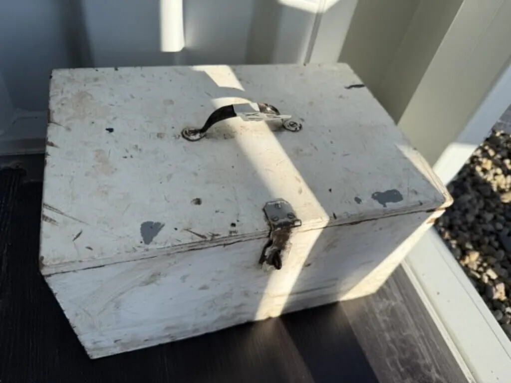 White Wooden Box c/w Horse Supplies Listed Below
