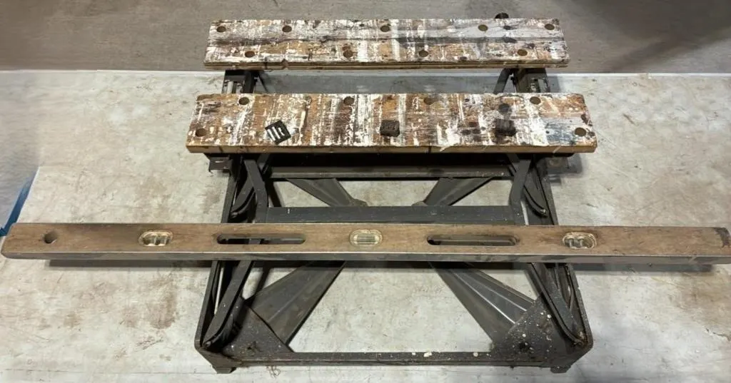 Folding Workbench & Old Wooden Level.