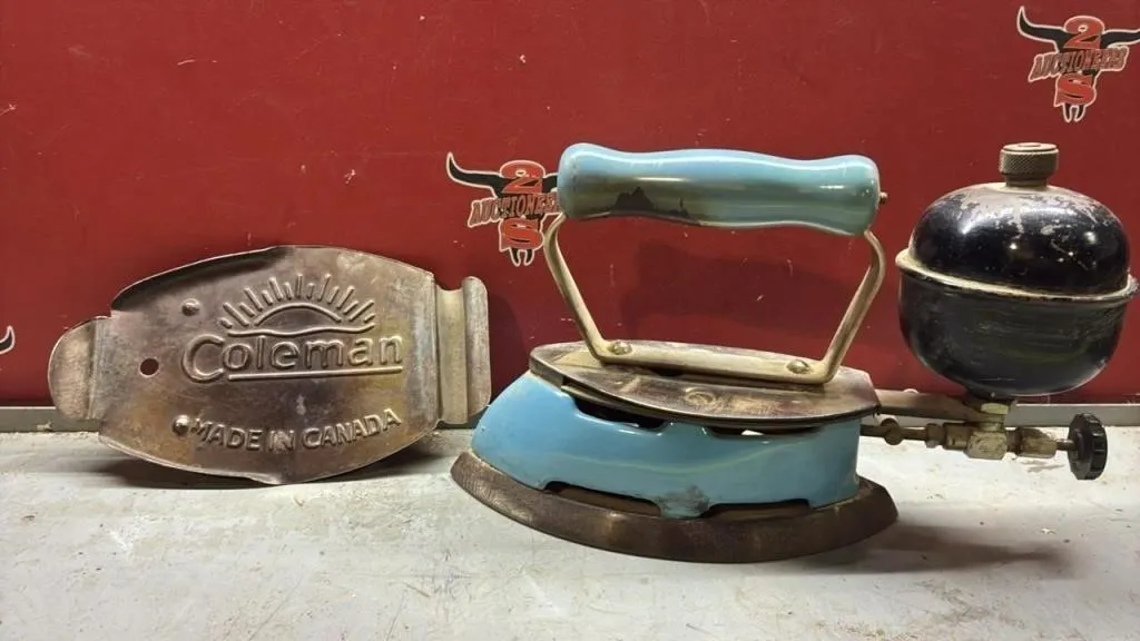 Coleman Gas Iron & Trivet.