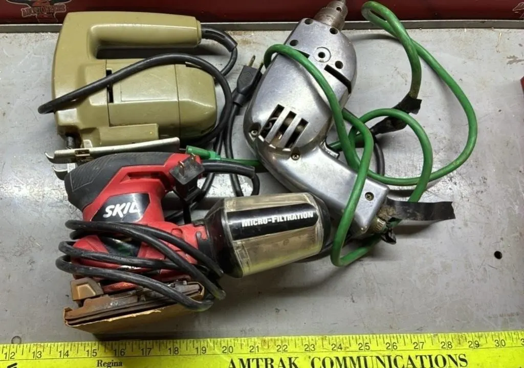 Corded Drill, Jigsaw & Sander.
