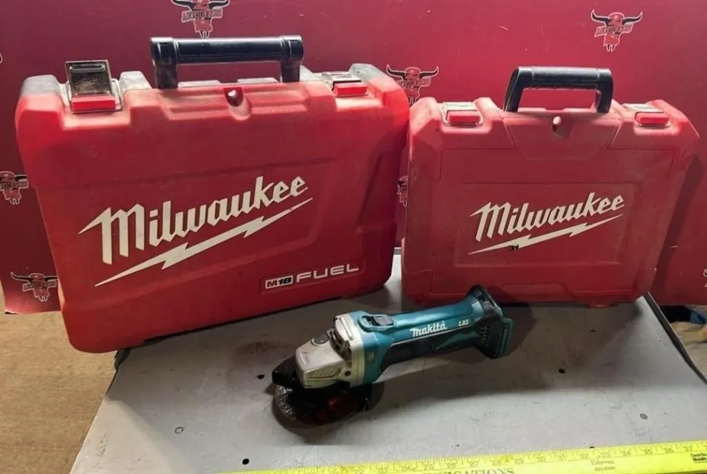 2 Empty Tool Cases and a Makita 18V Grinder, No