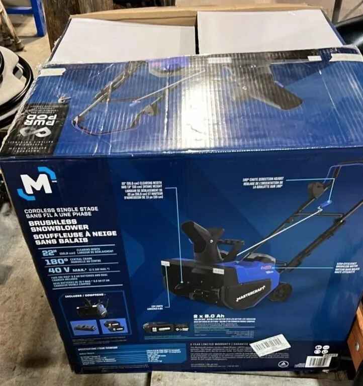 Unused Mastercraft 22" Electric Snow Thrower,