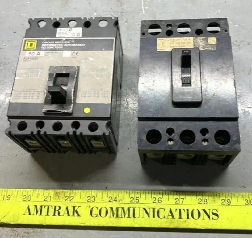 Two 50 amp Circuit Breakers.
