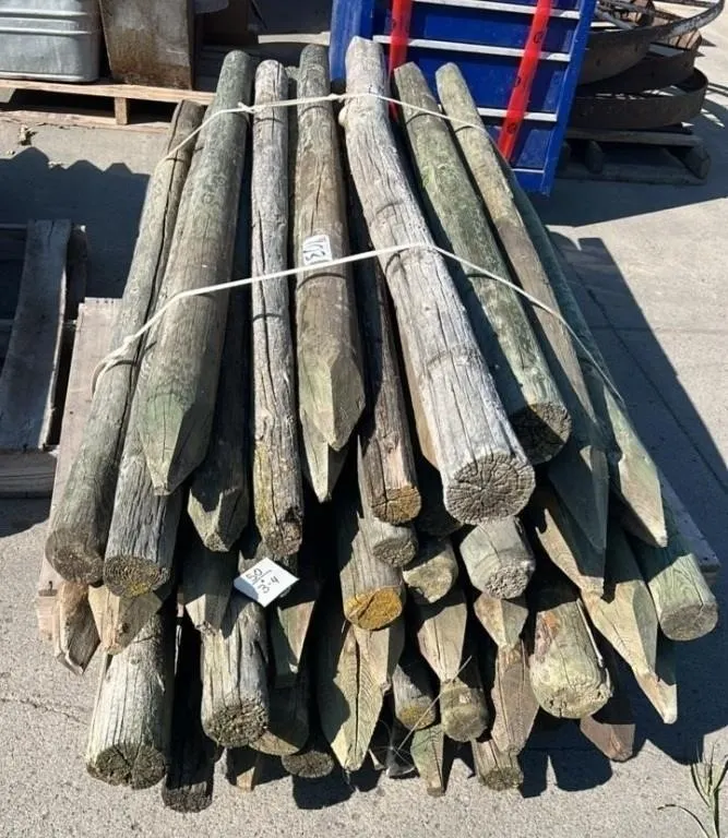 Lot of 50, 3" - 4" Fence Posts, 6ft Long. #C.