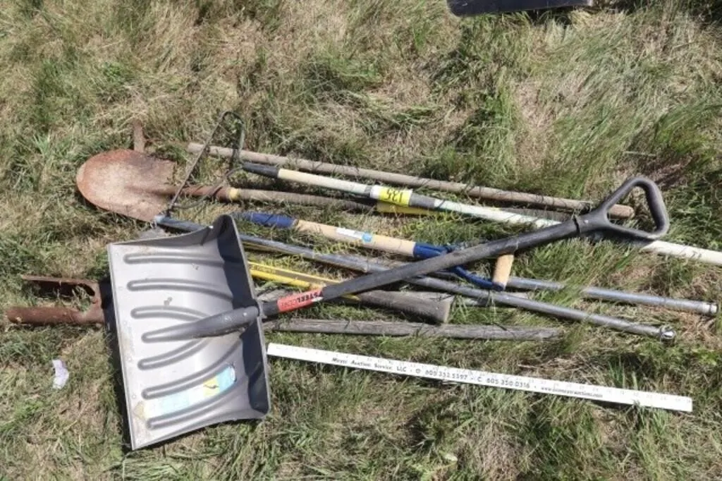 pick axe, shovel, rake, etc
