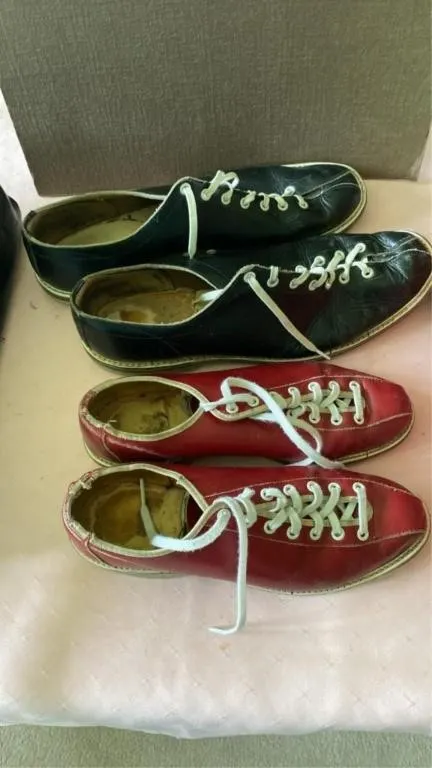 2 pair antique bowling shoes