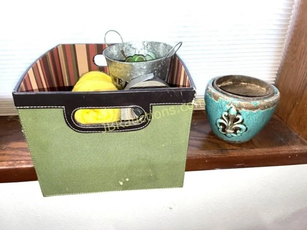 POTTERY FLOWER POT AND BASKET UPSTAIRS WINDEW SILL