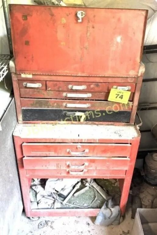 KENNEDY TOOL BOX ON RED TOOLBOX W HANDTOOLS