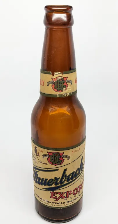 12OZ IRTP PAPER LABEL BOTTLE FAUERBACH EXPORT BEER MADISON WISCONSIN
