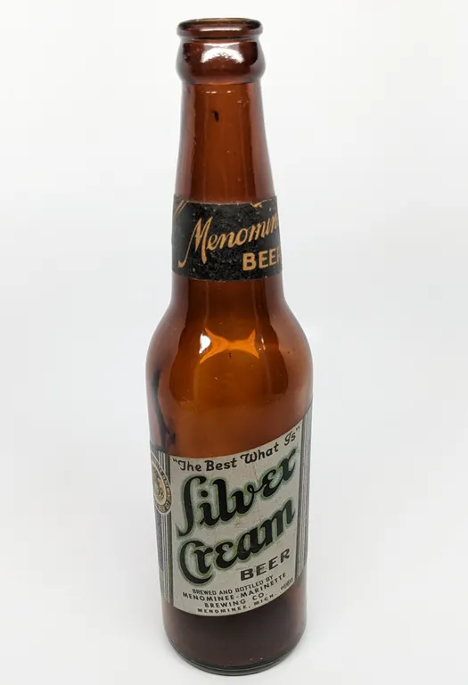 12 OZ IRTP PAPER LABEL BOTTLE SILVER CREAM BEER MENOMINEE MARQUETTE BREWING MICHIGAN