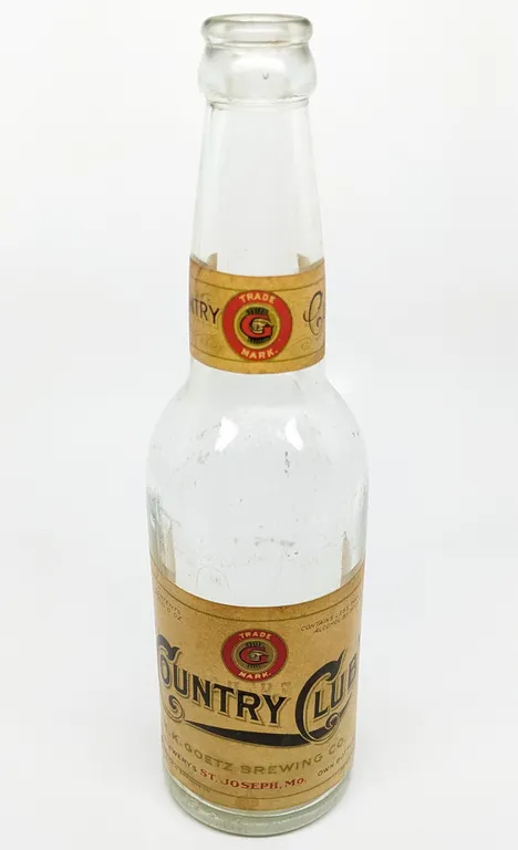 12 OZ 1925 PROHIBITION ERA PAPER LABEL BOTTLE GOETZ COUNTRY CLUB ST JOSEPH MISSOURI