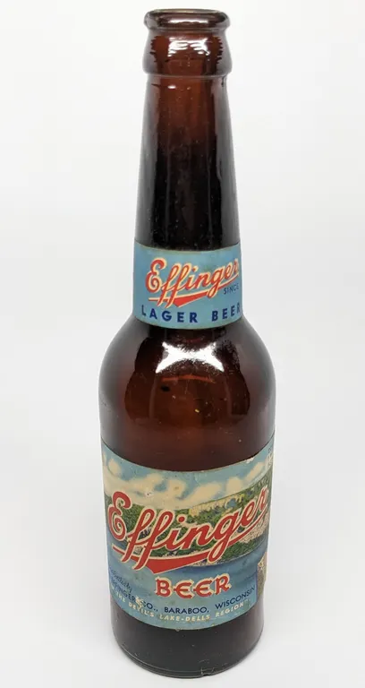 12 OZ IRTP PAPER LABEL BOTTLE EFFINGER LAGER BER BARABOO WISCONSIN