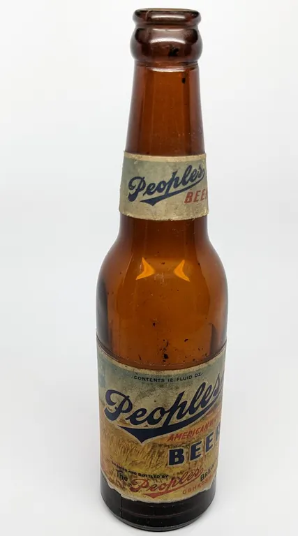 12 OZ IRTP PAPER LABEL BOTTLE PEOPLES AMERICAN WURTZER BEER OSHKOSH WISCONSIN