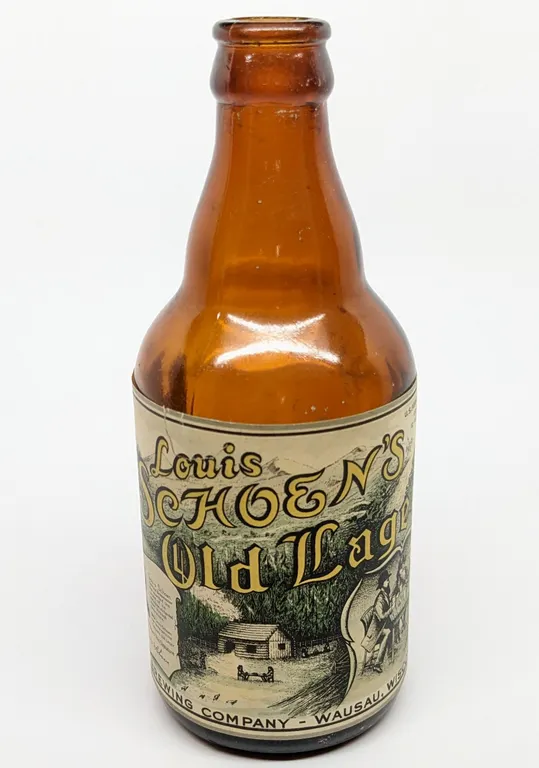 U-PERMIT 7-U-752 12 OZ PAPER LABEL STEINIE BOTTLE LOUIS SCHOEN'S OLD LAGER BEER WAUSAU WISCONSIN