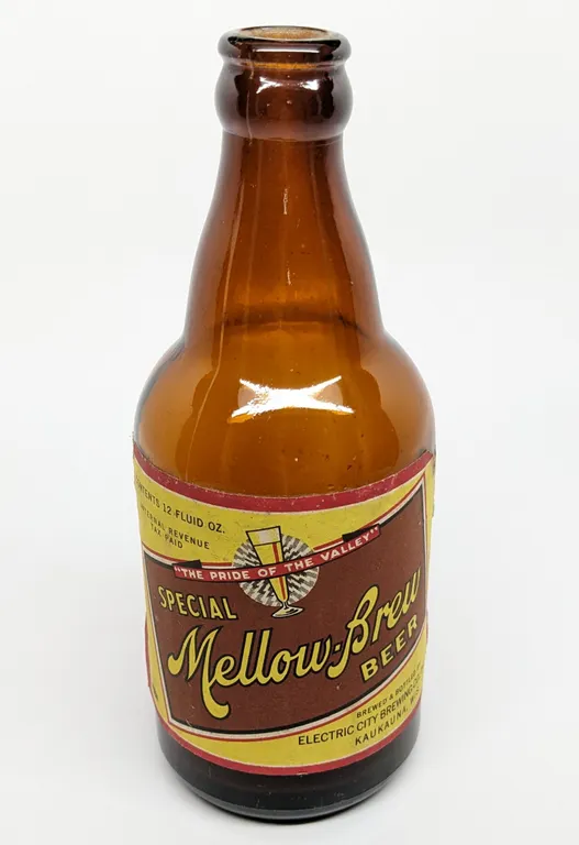 12 OZ IRTP PAPER LABEL STEINIE BOTTLE SPCIAL MELLOW BREW BEER ELECTRIC CITY BREWING KAUKANA WISCONSI