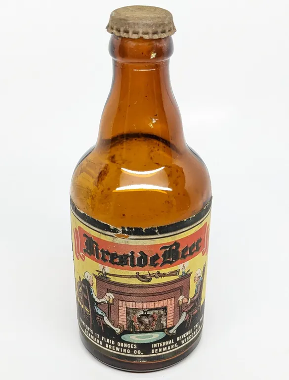 12 OZ IRTP PAPER LABEL STEINIE BOTTLE FIRESIDE BEER DENMARK WISCONSIN