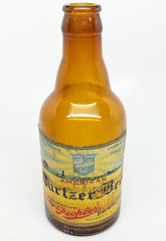 IRTP 12 OZ PAPER LABEL STENIE BOTTLE AMERICAN WURTZER BEER PEOPLES BREWING OSHKOSH WISCONSIN