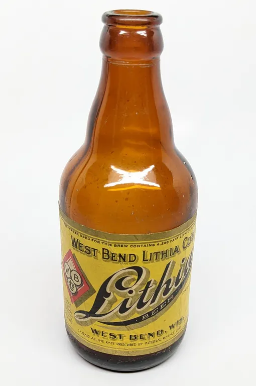 U-PERMIT 12OZ PAPER LABEL BOTTLE LITHIA BEER WEST BEND WISCONSIN